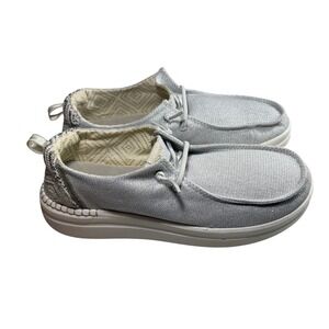 Hey Dude Wendy Sparkle Silver Glitter Slip On Shoes Women Size 6 NEW